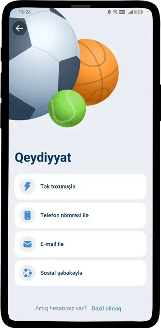 1xBet qeydiyyat ekranı – Android üçün 1xBet mobil tətbiqində hesab yaratmaq